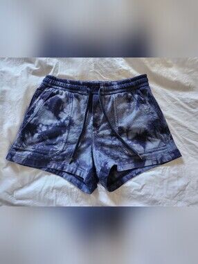 Athleta Navy Tie-Dye Athletic Drawstring Shorts